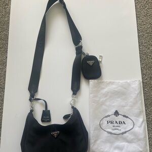 Prada Black Nylon Crossbody Bag with Pouch